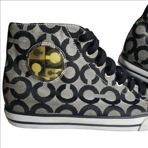 COACH Cardinal High Tops Lace Up Sneakers Black & Grey Women's Size 8.5 EUC - Picture 14 of 14
